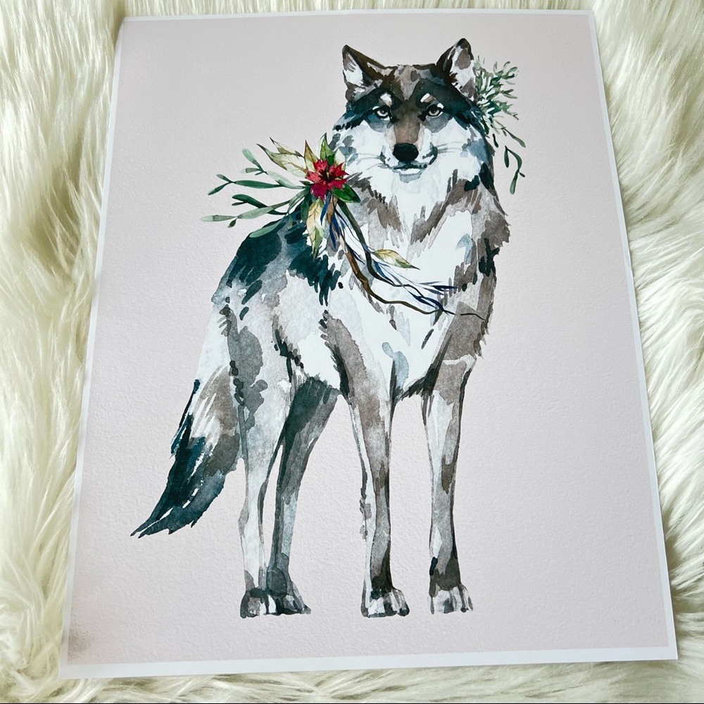 Wall Art Watercolor Wolf Portrait Illustration Print Poster Unframed - Picture 15 of 16